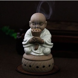 Preghiera del bruciatore di incenso in ceramica Piccolo monaco 11,6 x 6,5 x 2 cm