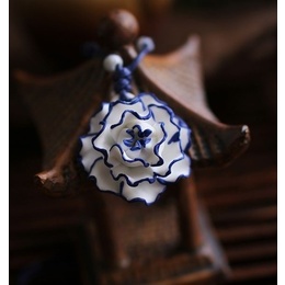 Blue Lotus Ceramic Pendant