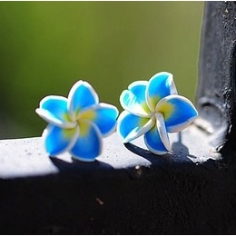 Boucles d′oreilles en pâte polymère de Plumeria Rubra