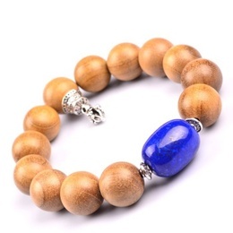 Phoebe Sheareri con Lapis lazuli Pulsera de cuentas conjuntas de Buda 15 mm