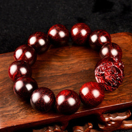 Pterocarpus Santalinus Aged Wood High Density Oily with Brave Troops Joint Bead Bracelet 15mm