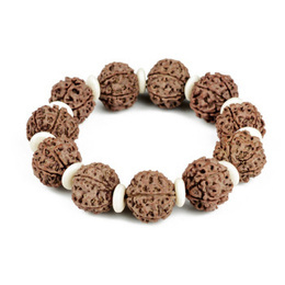 Rudraksha Prayer Beads Bracelet with OX Bone Joint