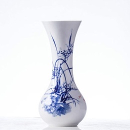 Jingdezhen keramika ručno oslikana plava i bijela lotos mala vaza cvijet styly3