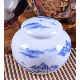 Teiera in ceramica Jingdezhen e scatola media dimensione e set da tè in porcellana blu e bianca regalo Style3