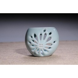 Longquan celadon &  Diyao & plum green,power blue & Incense Burner & hollow out chrysanthemum flower shape ; Diyao power blue