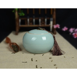 Longquan celadon & Geyao ciruela verde y Diyao power blue & oblate tea caddy & lata de sellado; tamaño grande Diyao en polvo azul