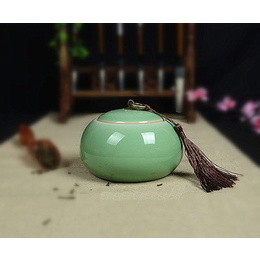 Longquan celadon & Geyao plum green & Diyao power blue e oblate tea caddy e scatola di tenuta; di piccola dimensione Diyao color verde prugna