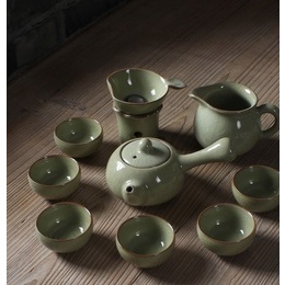 Longquan celadon mais criativo lidar com tea-pot & public cup & seis xícaras de chá e coador de chá; Geyao cream-colored crackle esmalte ware