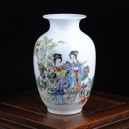 Jingdezhen cerámica pasteles Ladies figura pequeño florero moderno salón muebles decoración