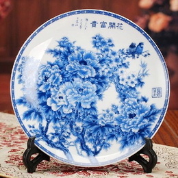 Jingdezhen posliini & Fortune mukana kukinta kukat kuva koristeellinen levy; style4