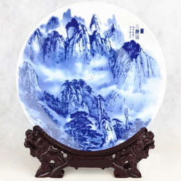 Jingdezhen porcelain & Mount Sanqing picture decorative plate ; Style1