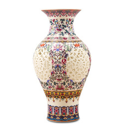 Jingdezhen porcelain & famille rose & hollow-out style vase ; Style6