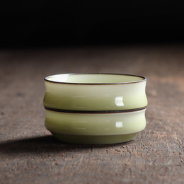 Longquan celadon Kung Fu tea cup handmade purple line ceramic cup small cup of high-grade brother kiln ; Style1