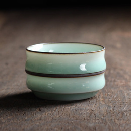 Longquan celadon Kung Fu tea cup handmade purple line ceramic cup small cup of high-grade brother kiln ; Style2