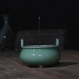Longquan celadon ceramic incense burner ornaments Buddhist supplies ; Style1