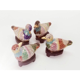 Cloisonne animal ornaments brass copper wire filigree enamel 4-piece set