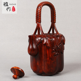 Solid wood pumpkin teapot wood carved ornaments