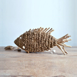 Handmade solid wood woven fish ornaments