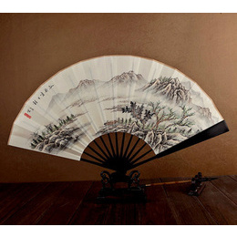 Handprinted китайський Ebony-Whitepaper Fan