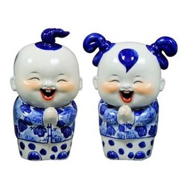 Exquisite Craftsmanship Porcelain in Town of Jinde Chinese Traditional Baby Pair 23 x 13cm