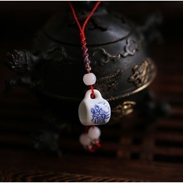 Blue and White Pottery Cute Cup Cellphone Pendant 