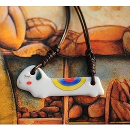 Handmade Color Ceramic Cute Puppy Necklace