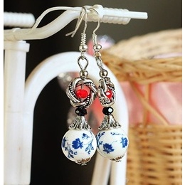 Blue and White Pottery Earings