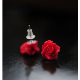 Red Rose Kolczyki z polimeru gliny