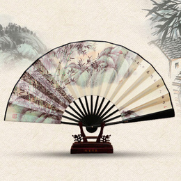 Saison fraîche peinture chinoise de paysage Fan de main Forêt de bambous