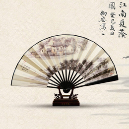 Cool saison peinture chinoise paysage main Fan été dans la rivière du sud