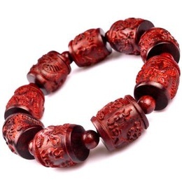 Благоприятный оман Китайский дракон Скульптура Pterocarpus santalinus Buddha Beads For Him