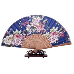 Handmade Chinese Hand Fan Cheongsam Style The Blue