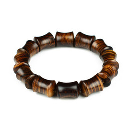 Dark Bubinga Bamboo Joint Buddha Beads Bracelet 12pcs
