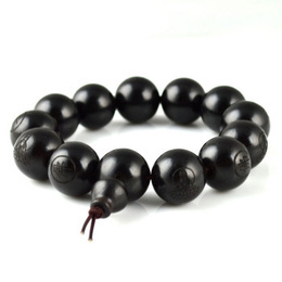 Ebony Wood Classic Sculpture Buddha Perlas de 18 mm