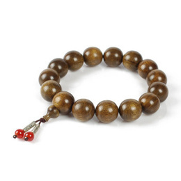 Cunninghamia Lanceolata Buddha Beads with Red Agate Joint Bracelet 18mm