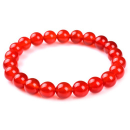 Natural  Red Agate Beads Cerise Bracelet 8mm x 22pcs