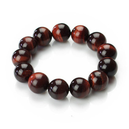 Olho de Tigre Vermelho Escuro Natural Beads Bracelet 16mm