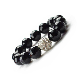 Natural Original Agate Beads with Elegant Facets and Silver Bead Joint Black