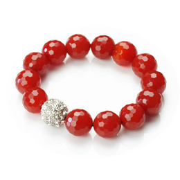 Natural Original Agate Beads with Elegant Facets and Silver Bead Joint Red