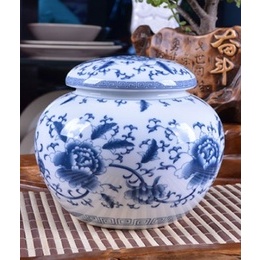 Jingdezhen κεραμικό κατσαρόλα τσαγιού & Canister Μέση Μέγεθος & μπλε και άσπρο πορτοκαλί τσάι που δώρο Style2