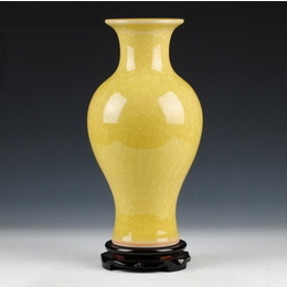 Jingdezhen ceramics antique kiln crack yellow glaze gourd-shaped vase, home living room Decoration Style2