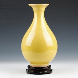 Jingdezhen ceramics antique kiln crack yellow glaze gourd-shaped vase, home living room Decoration Style3