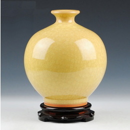 Jingdezhen ceramics antique kiln crack yellow glaze gourd-shaped vase, home living room Decoration Style4