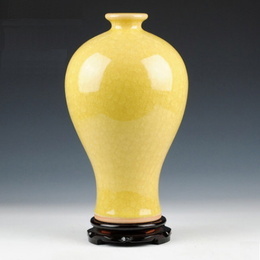 Jingdezhen céramique antique four fissure jaune glaze en forme de gourde vase, salon de la maison Décoration Style5