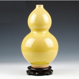 Цзиндечжоу кераміка старовинна печатка тріщина жовта глазурiя гарбузовий ваза, домашня вітальня Прикраса Style6