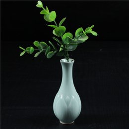  Longquan celadon Diyao&Di kiln power blue okho spring vase with inscribing lotus petal on the bottom