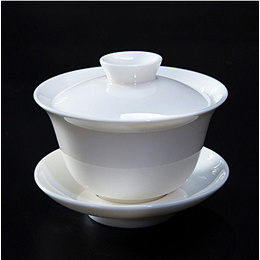 Dehua porcelana e cerâmica whiteware kung fu chá coberto tigela; Tigela coberta branca e cerâmica pura