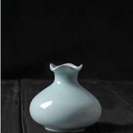 Falbala opening longquan celadon flower hydroponics vases & ornaments ; Diyao power blue