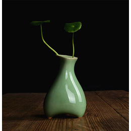 Longquan céladon créativité bureau décor vases fleur hydroponique; Style1 de Diyao vert prune
