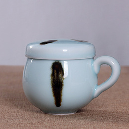 Longquan celadon fashion strainer cup ; Diyao power blue with stippling ink